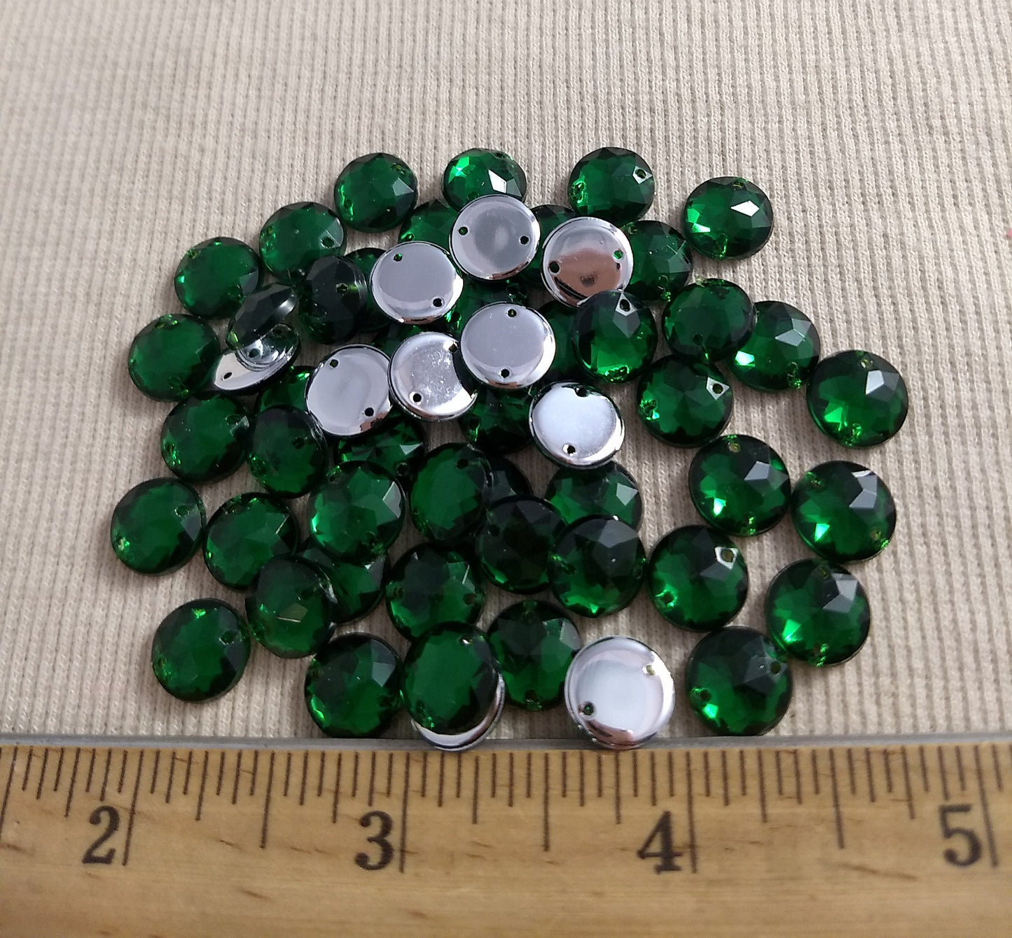 Bead XFFZ10 #2-Hole #2 Green #Round #Acrylic-Stone #100pc