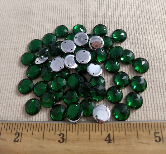 Bead XFFZ10 #2-Hole #2 Green #Round #Acrylic-Stone #100pc