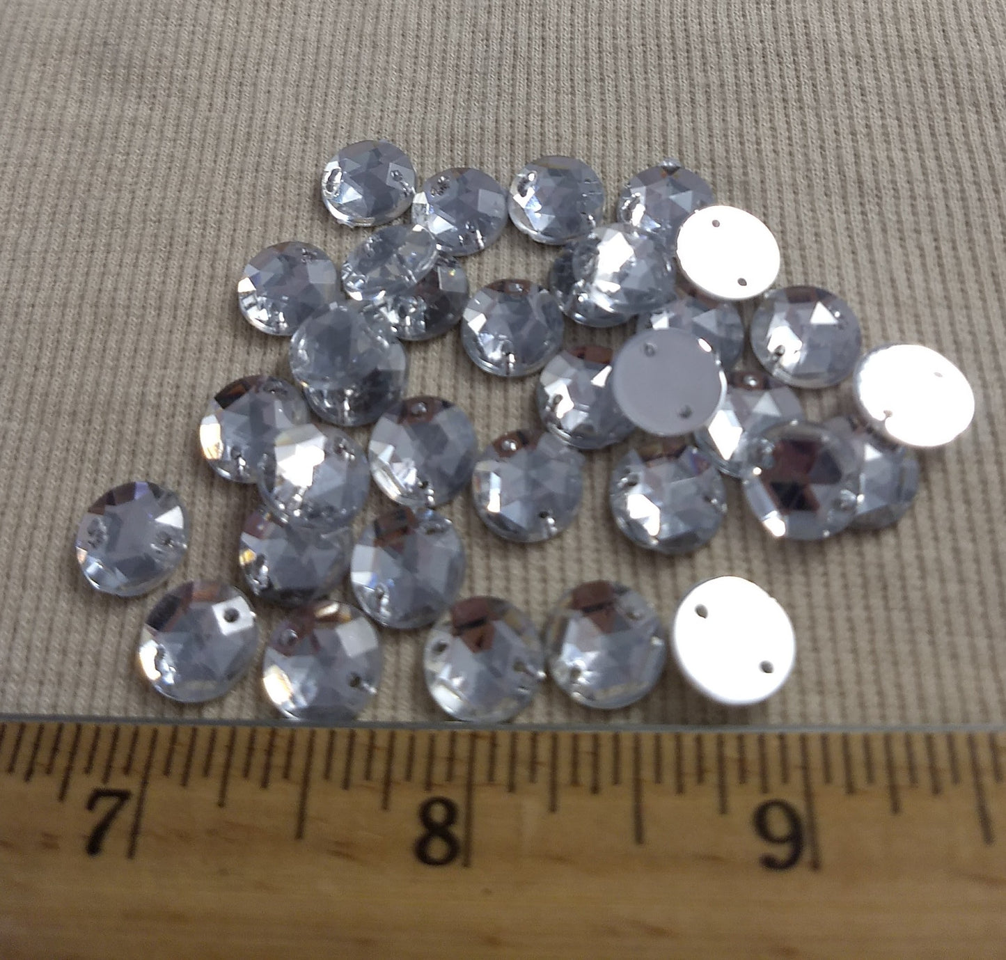 Bead XFFZ10 #2-Hole #Clear #Round #Acrylic-Stone #100pc