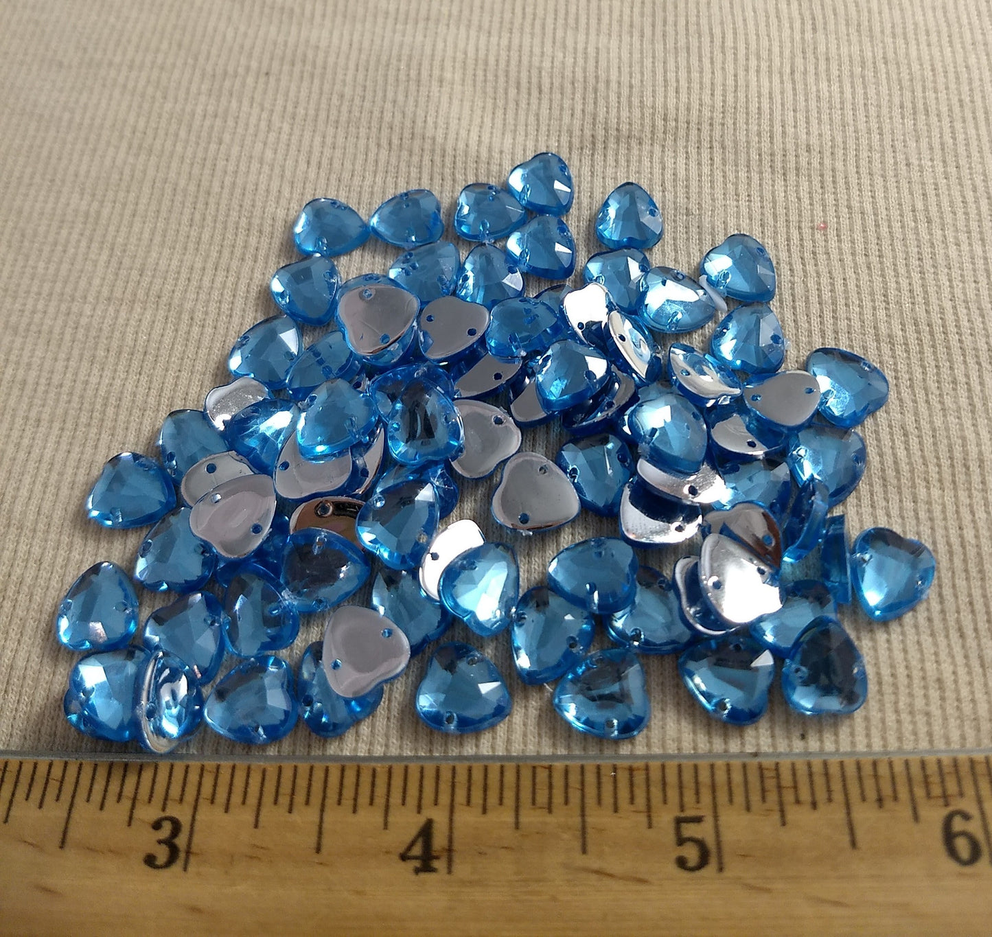 Bead XFFZ1011 #2-Hole #87 #Blue #Heart #Acrylic-Stone #100pc