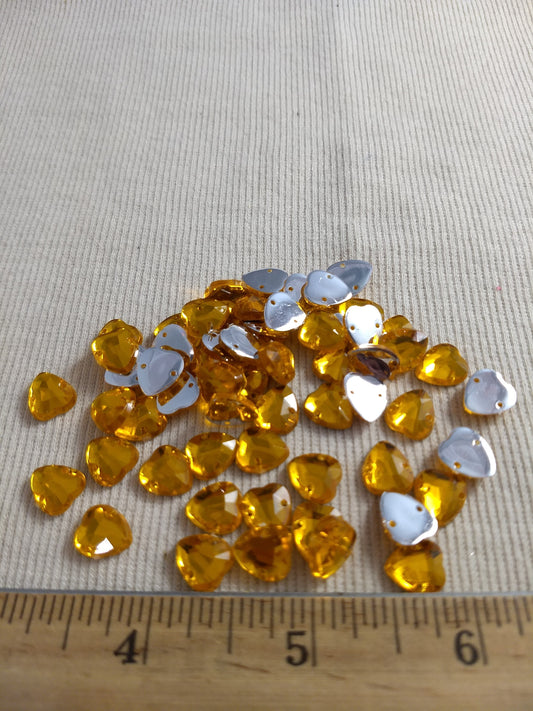 Bead XFFZ1011 #2-Hole #Yellow #Heart #Acrylic-Stone #100pc