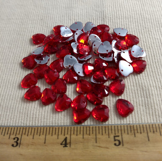 Bead XFFZ1011 #2-Hole #Red #Heart #Acrylic-Stone #100pc