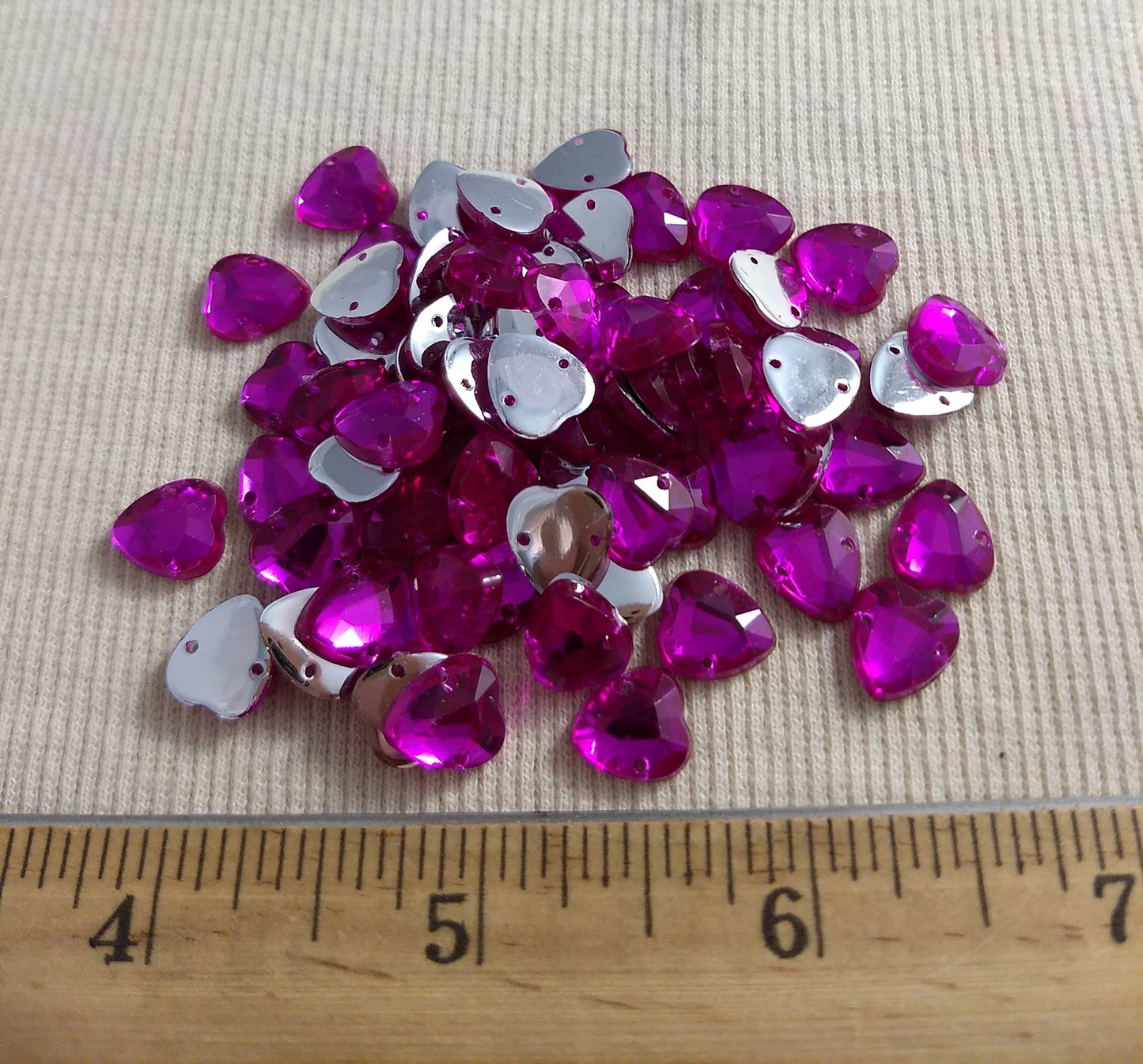 Bead XFFZ1011 #2-Hole #Pink #Heart #Acrylic-Stone #100pc