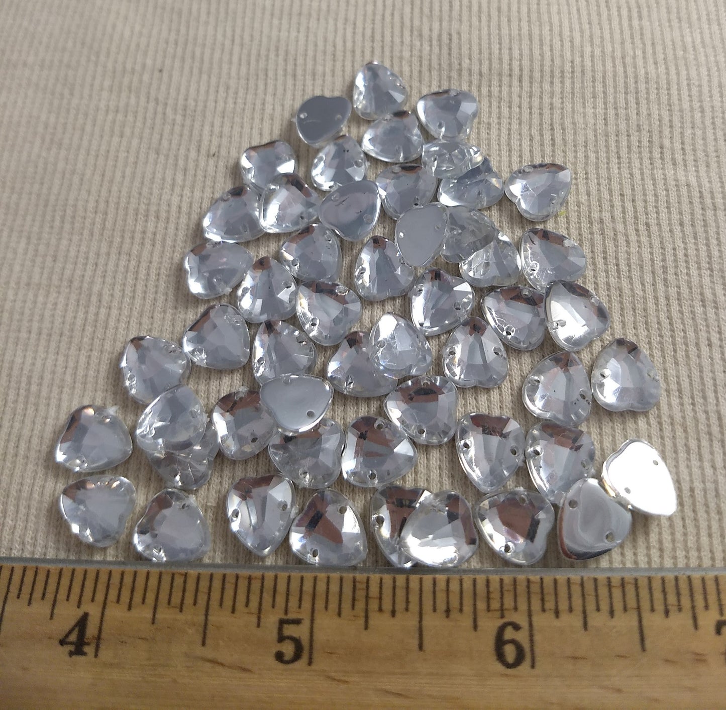 Bead XFFZ1011 #2-Hole #Clear #Heart #Acrylic-Stone #100pc