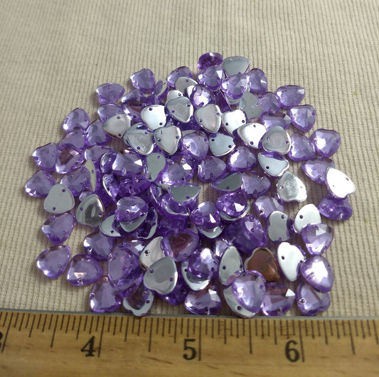 Bead XFFZ1011 #2-Hole #Purple #Heart #Acrylic-Stone #100pc