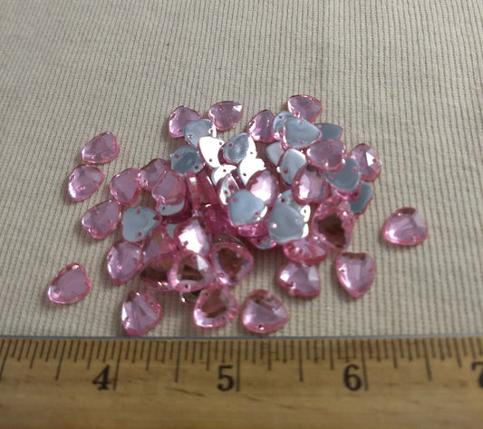 Bead XFFZ1011 #2-Hole #Pink #Heart #Acrylic-Stone #100pc