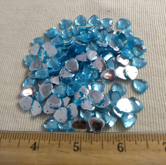 Bead XFFZ1011 #2-Hole #Blue #Heart #Acrylic-Stone #100pc