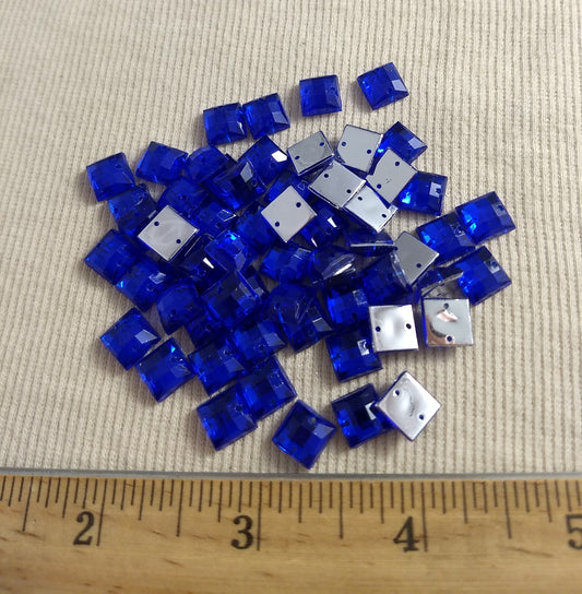 Bead XFFZ8 #2-Hole #Blue #Square #Acrylic-Stone #60pc