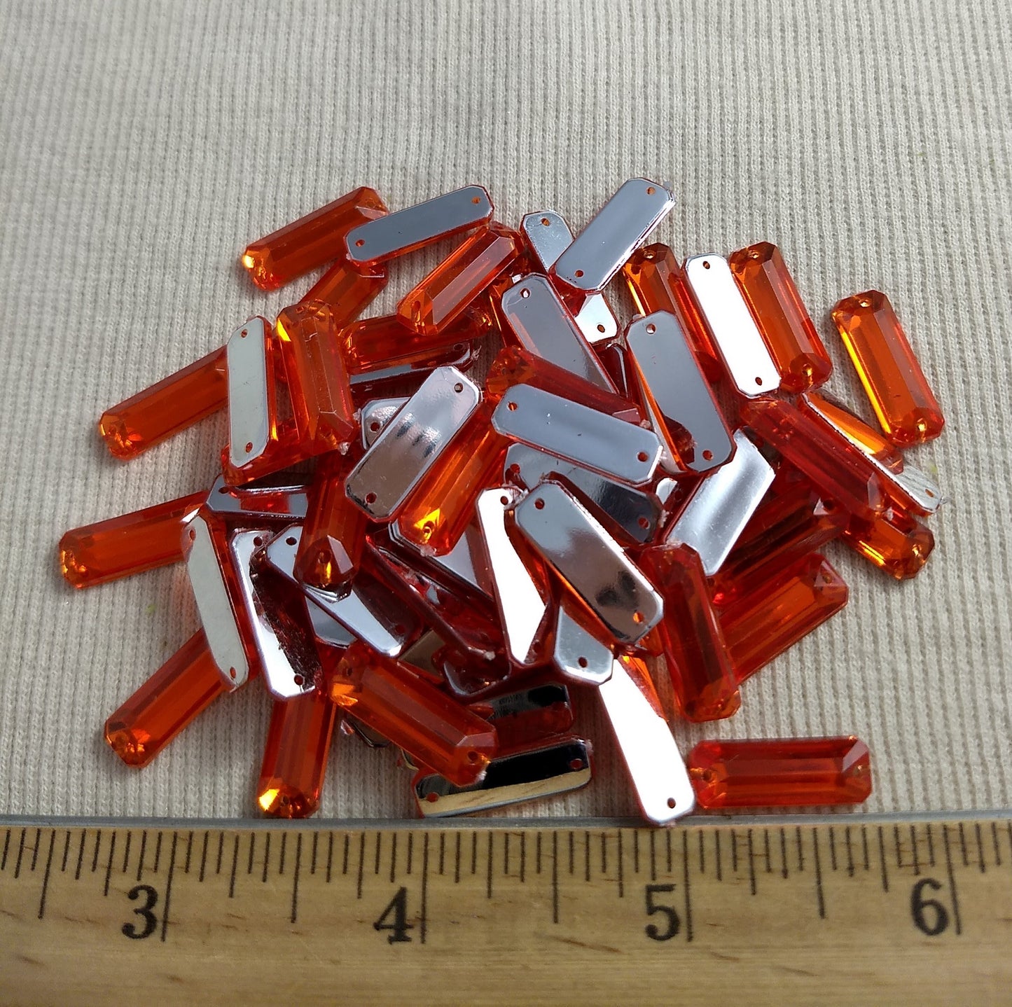 Bead #XFFZ719 #2-Hole #Orange #Rectangle #Acrylic-Stone #60pcs