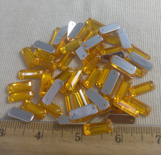 Bead #XFFZ719 #2-Hole #Yellow #Rectangle #Acrylic-Stone #60pc