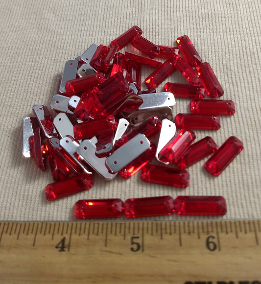 Bead #XFFZ719 #2-Hole #Red #Rectangle #Acrylic-Stone #60pc