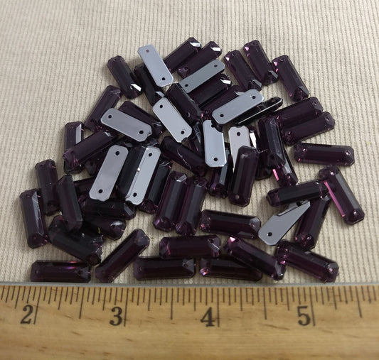 Bead #XFFZ719 #2-Hole #Purple #Rectangle #Acrylic-Stone #60pc