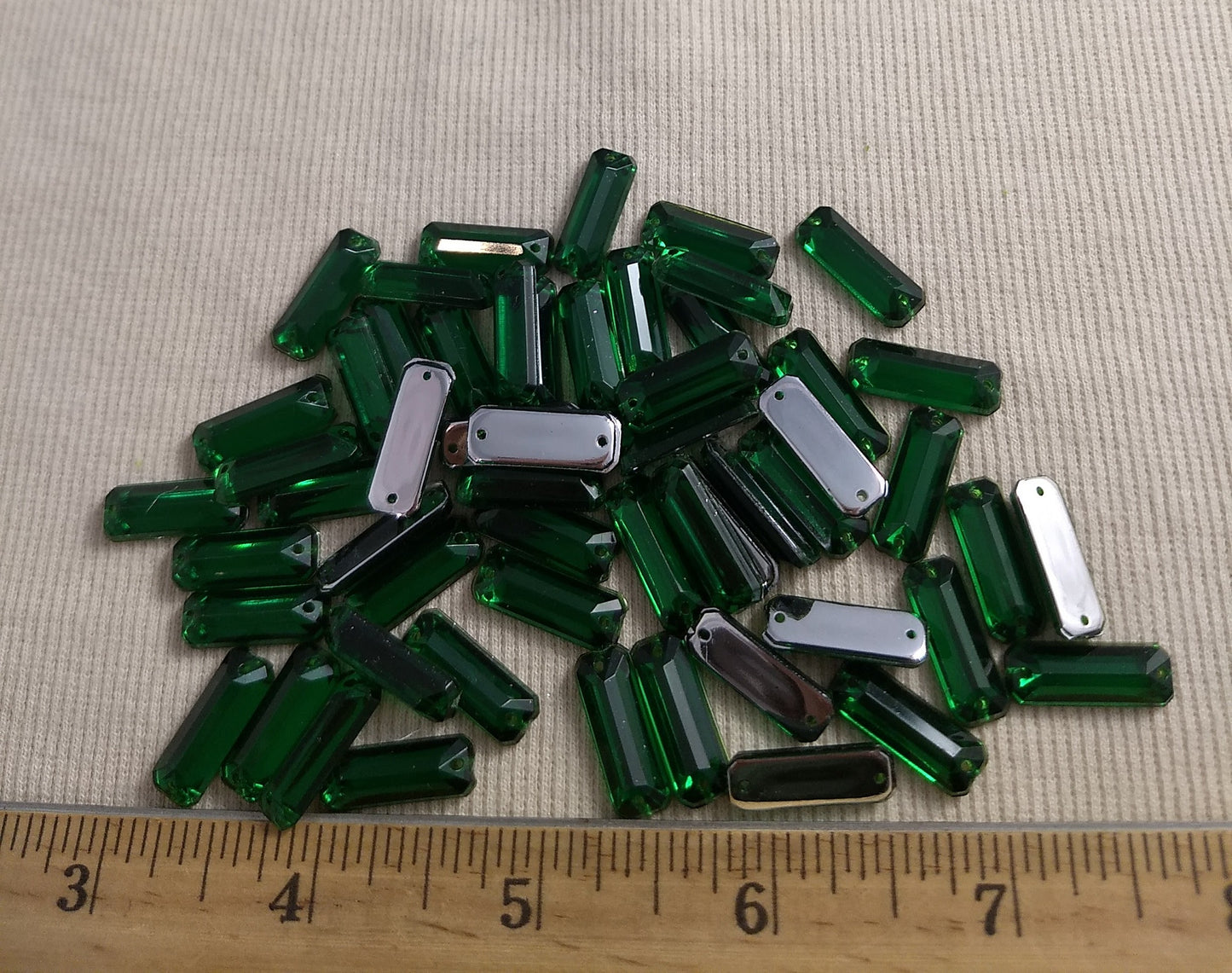 Bead #XFFZ719 #2-Hole #Green #Rectangle #Acrylic-Stone #60pc