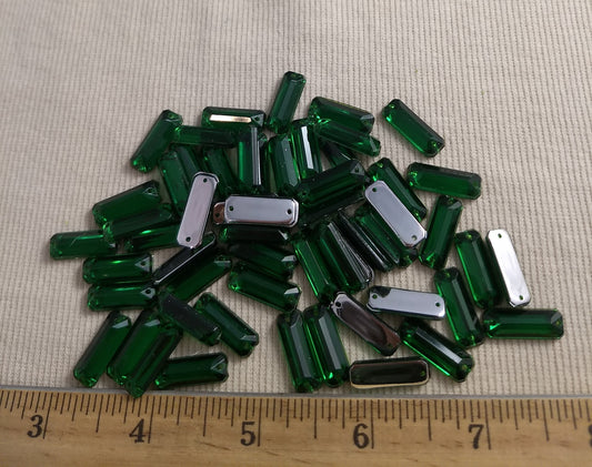 Bead #XFFZ719 #2-Hole #Green #Rectangle #Acrylic-Stone #60pc