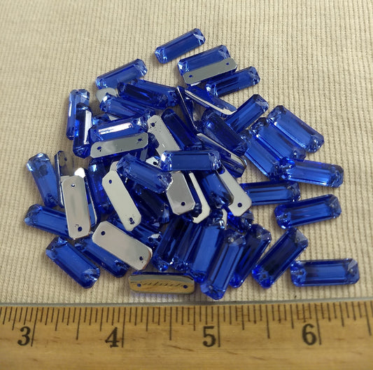 Bead #XFFZ719 #2-Hole #Blue #Rectangle #Acrylic-Stone  #60pc