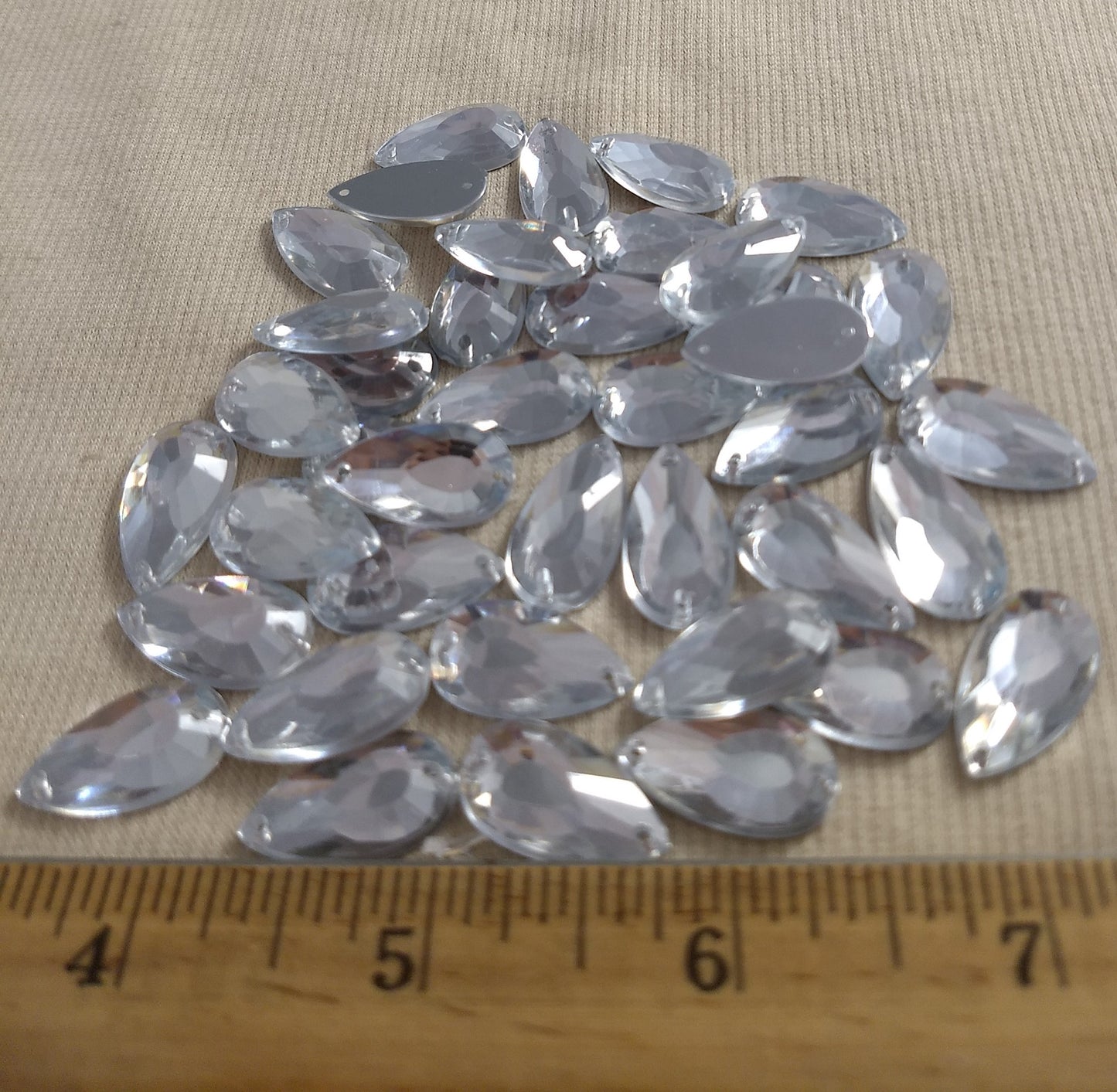 Bead #XFFZ719 #2-Hole #Clear #Tear-Drop #Acrylic-Stone #40pc