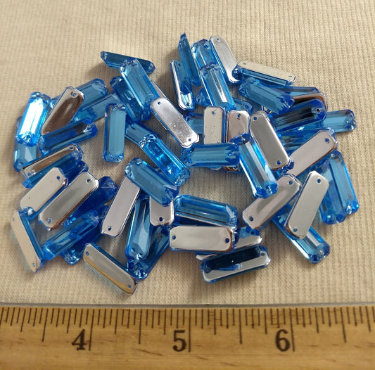 Bead #XFFZ719 #2-Hole #Blue #Rectangle #Acrylic-Stone #60pc