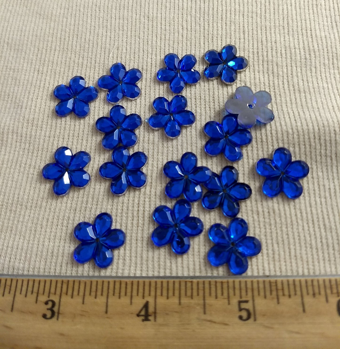 Bead #XFFZ16 #1-Hole #Blue #Flower #Acrylic-Stone #60pc