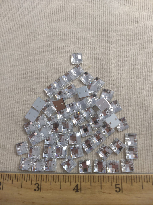 Bead XFFZ8 #2-Hole #Clear #Square #Acrylic-Stone #100pc