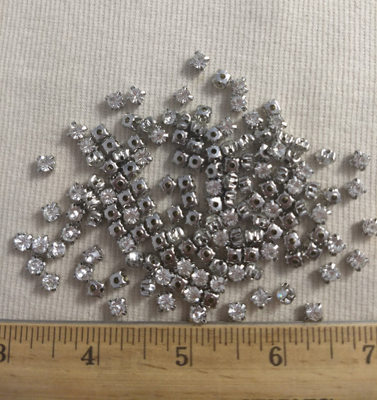 Bead #Rhinestone #Clear #Metal-Base #4-Prong #Grade A #144pc