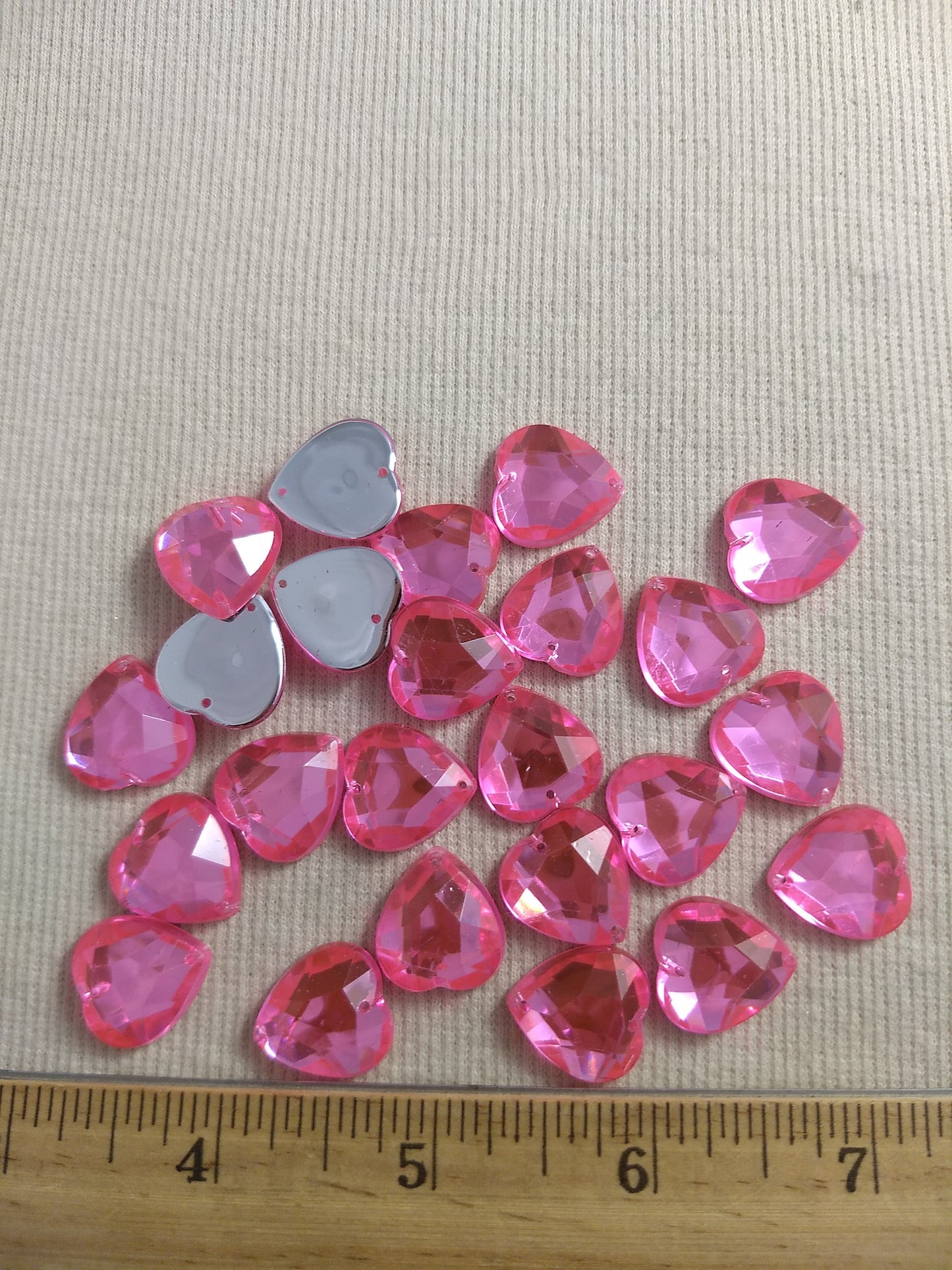 Bead #XFFZ1718 #2-Hole #18 #Pink #Heart #Acrylic-Stone #40pc