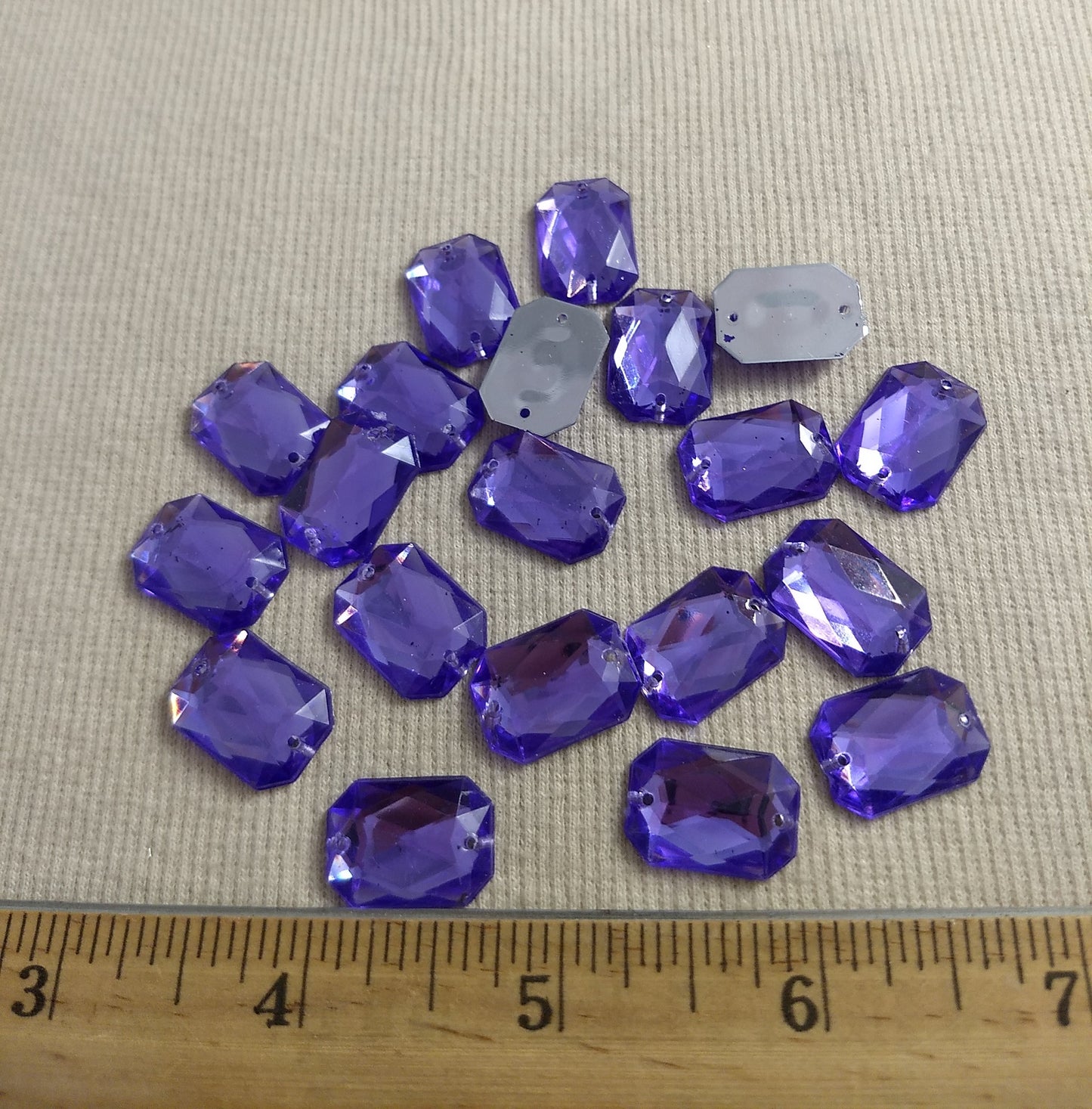 Bead #XFFZ1318 #2-Hole #Purple #Rectangle #Acrylic-Stone #40pc