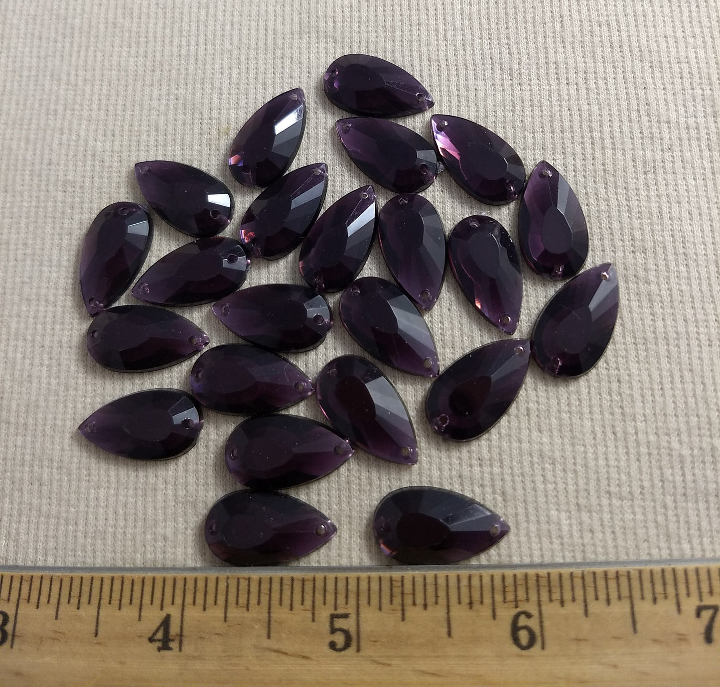 Bead #XFFZ2011 #2-Hole #Purple #Tear-Drop #Acrylic-Stone #40pc