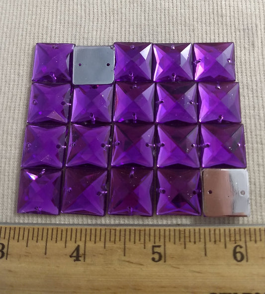 Bead #XFFZ15 #2-Hole #Purple #Square #Acrylic-Stone #40pc