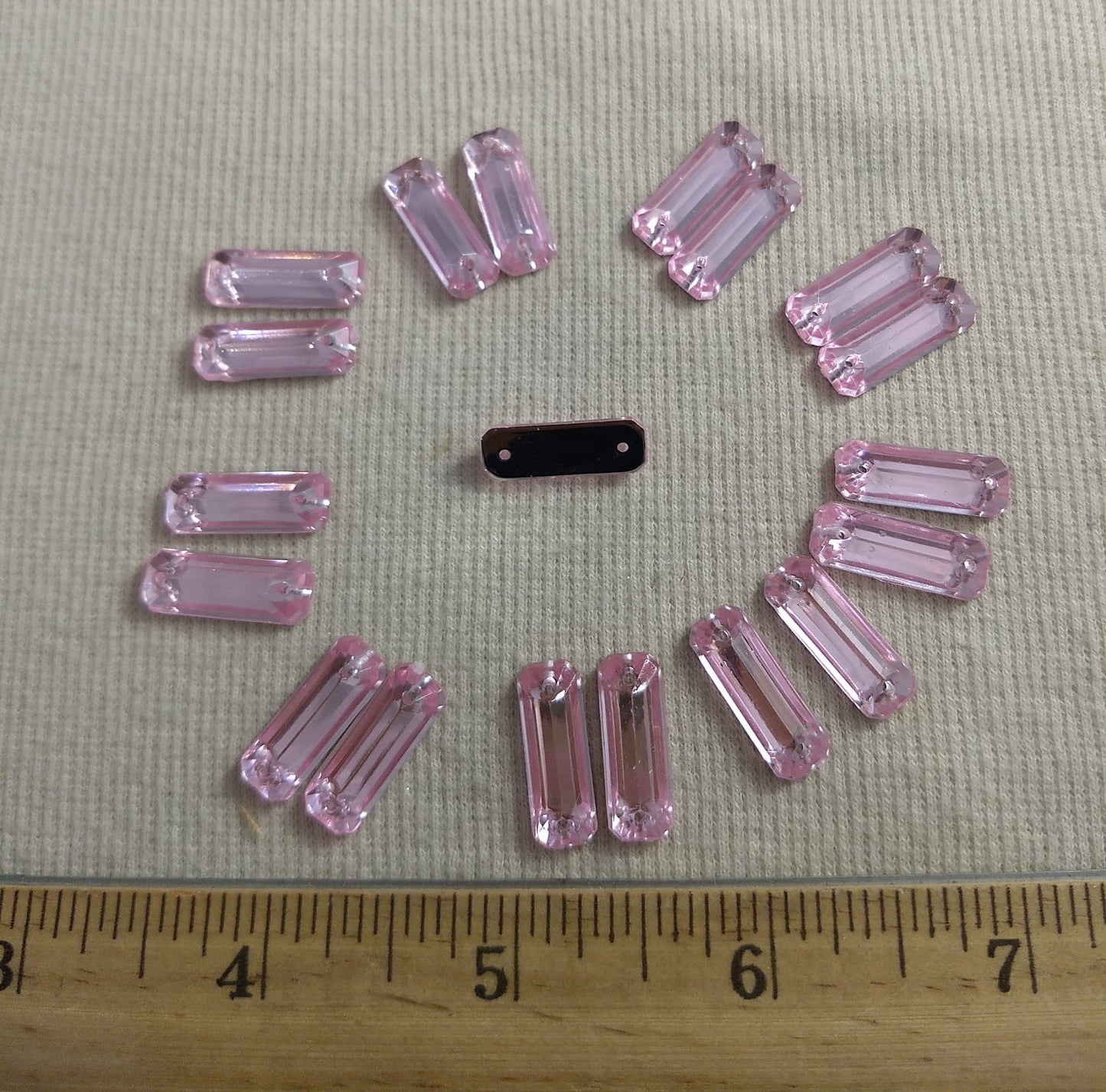 Bead #XFFZ719 #2-Hole #61 #Pink #Rectangle #Acrylic-Stone #60pc