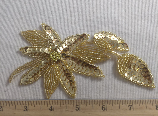 Applique #BLGDC59 #Gold #Sequin #Flower #Patch #1pc