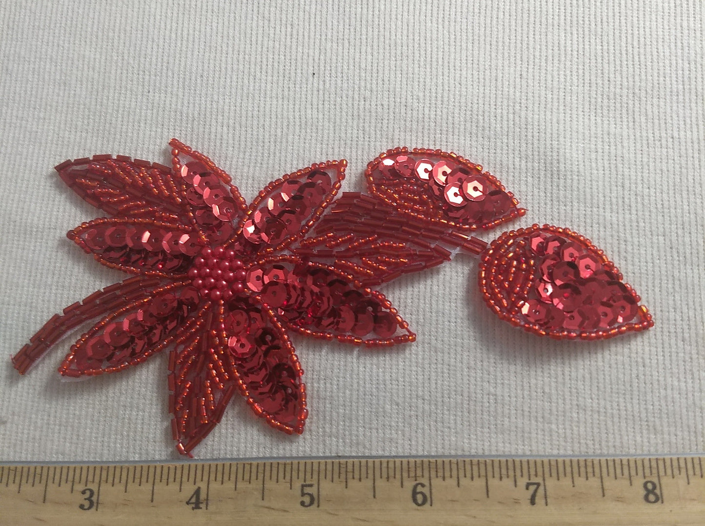 Applique #BLGDC59 #Red #Sequin #Flower #Patch #1pc