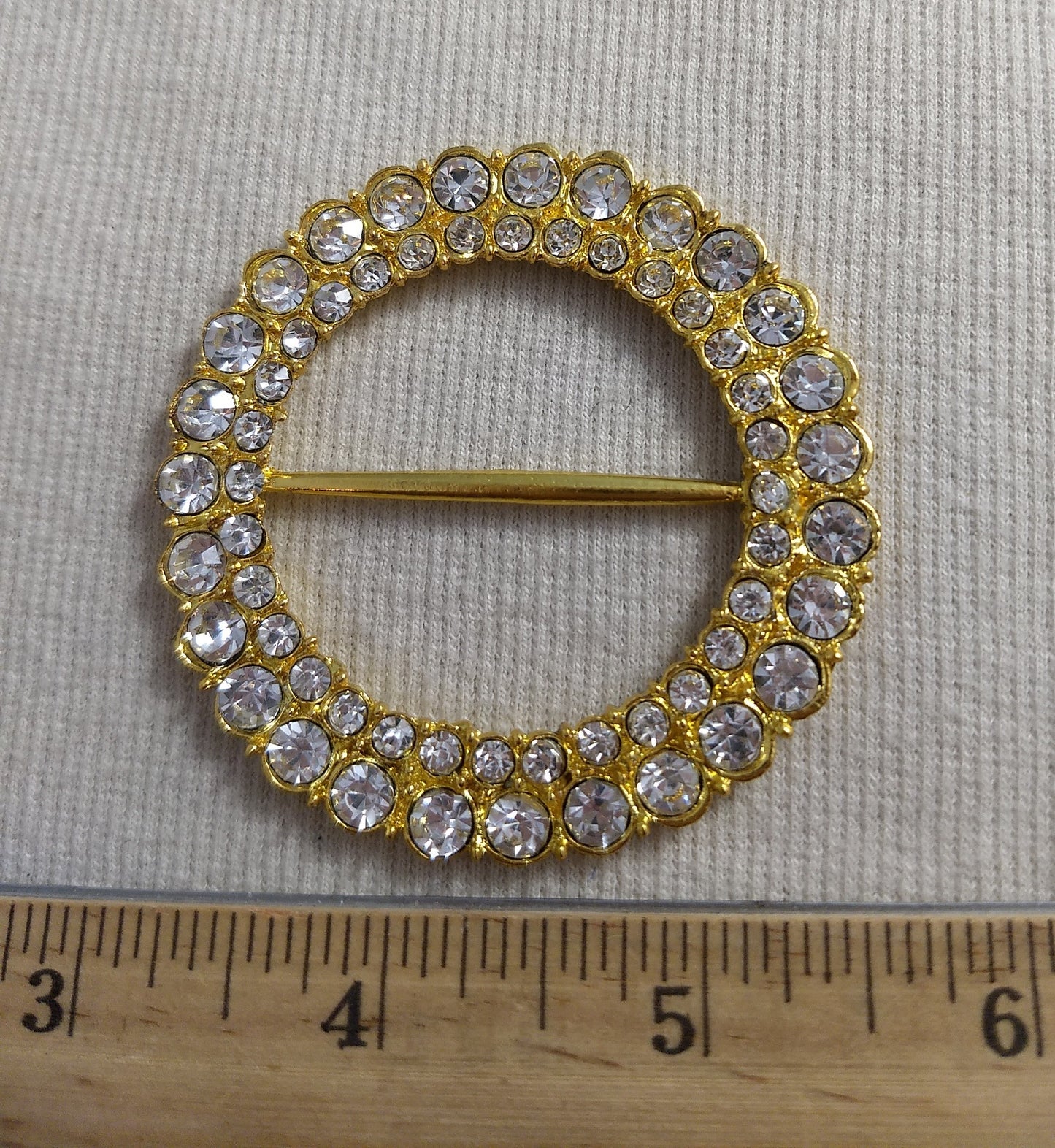 Buckle #BJIE09061 #Gold #Center-Bar #Rhinestone #1pc