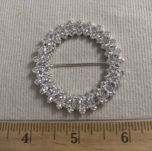 Buckle #3-Rows #Silver #Center-Bar #Rhinestone #1pc