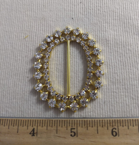 Buckle #XLFL193 #Gold #Center-Bar #Rhinestone #1pc