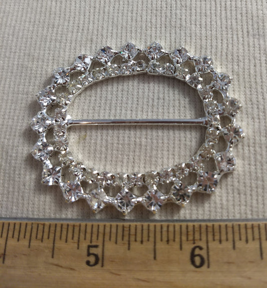 Buckle #XLFL193 #Silver #Center-Bar #Rhinestone #1pc