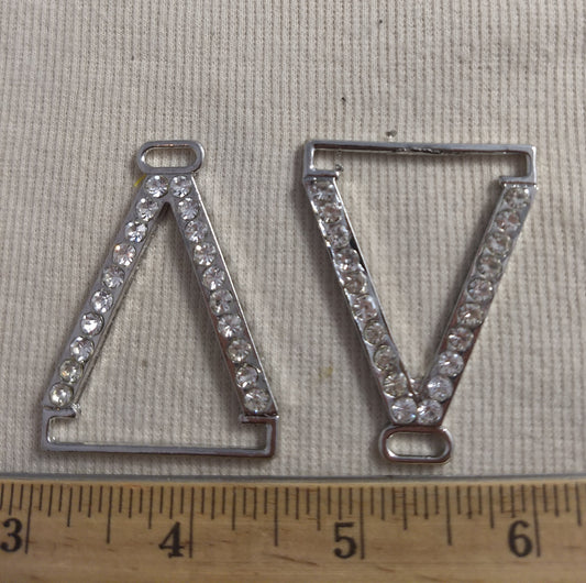 Connector #XLFL140418-1 #V-Shape Silver #Rhinestone #1pc