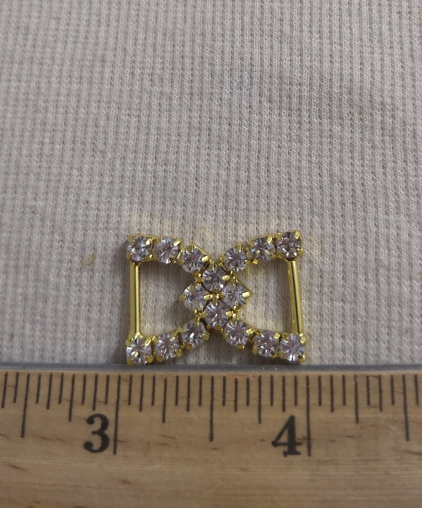 Buckle #CH080909 #Double-D-Ring #Gold #Rhinestone #1pc