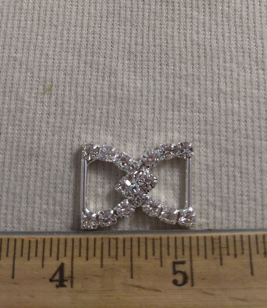 Buckle #CH080909 #Double-D-Ring #Silver #Rhinestone #1pc