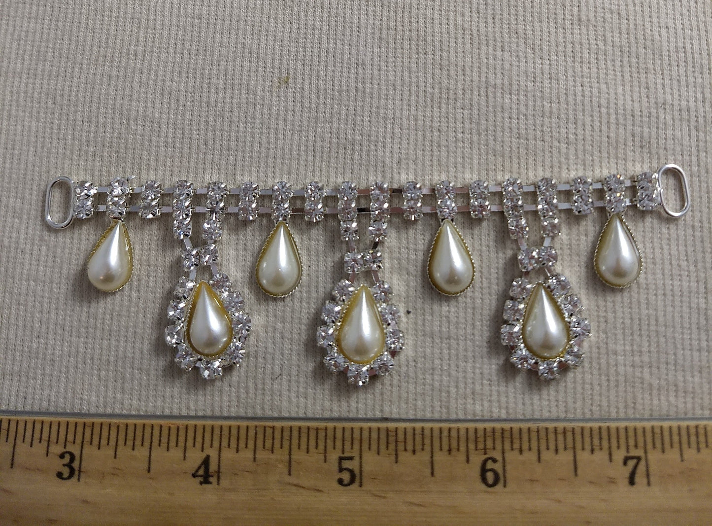 Connector #110929B #Cream #Teardrop #Rhinestone #Abs #1pc