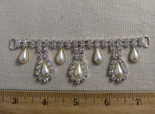 Connector #110929B #Cream #Teardrop #Rhinestone #Abs #1pc