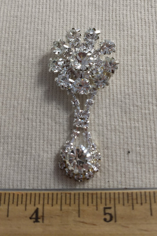 Brooch #B460 #Silver #Pin #Rhinestone #1pc