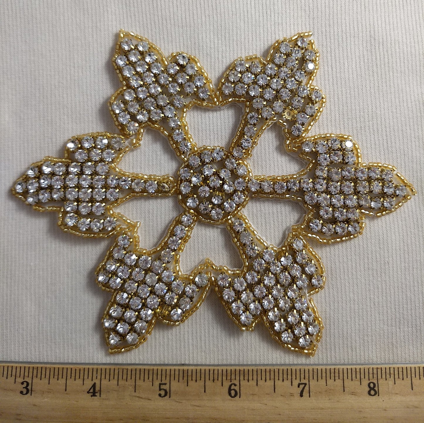 Applique #BM2346  #Gold #Snow-Flake #Rhinestone #Patch #1pc