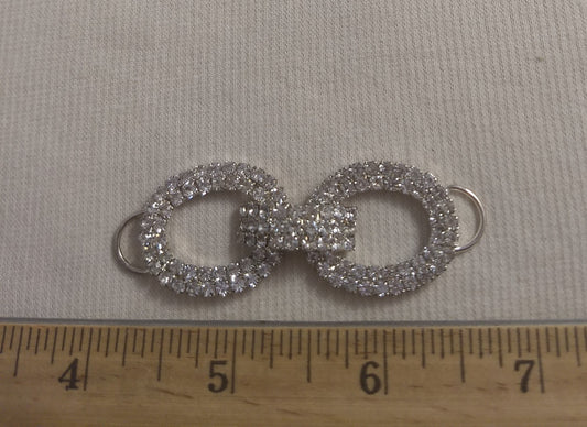 Connector #XLFL1105249 #Silver #O-Ring #Rhinestone #Abs #1pc