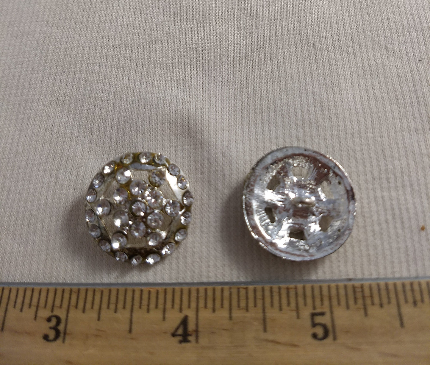 Button #AY618 #Silver #Rim #Rhinestone #Abs #2pc