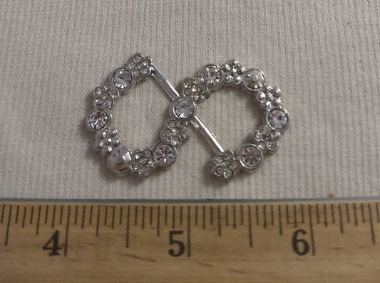 Buckle #XLFL121024-1 #Prong #Silver #Rhinestone #Abs# 1pc