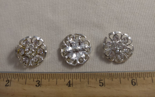 Button #AY1329 #Silver Heart #Rhinestone Abs #2pc