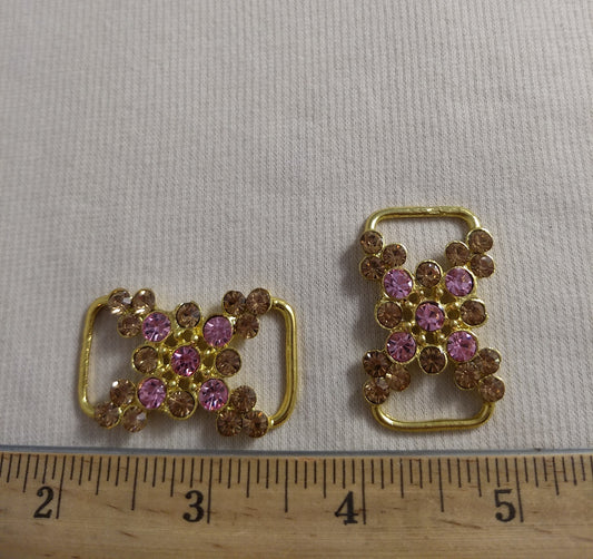 Buckle #XY1 #Pink #Gold #Slider Rhinestone #1pc