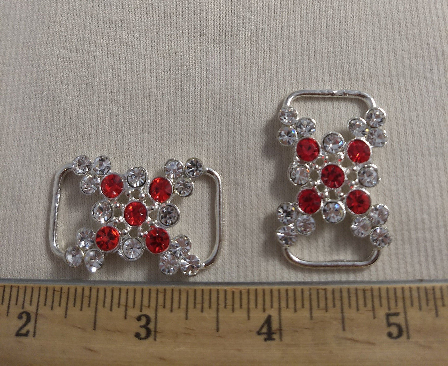 Buckle #XY1 #Red #Silver #Slider Rhinestone #1pc