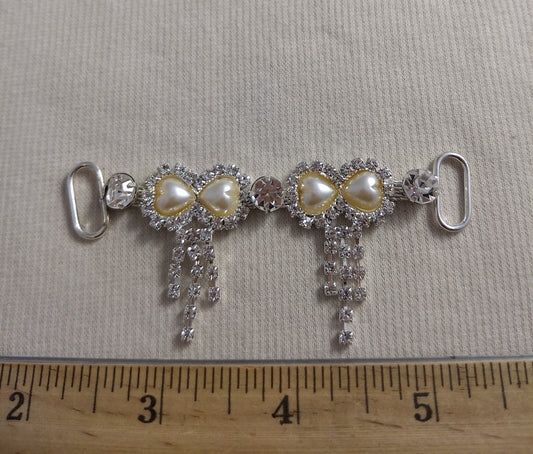 Connector #S3007 #Silver #Pearl #Acrylic-Stone #Rhinestone Abs #1pc