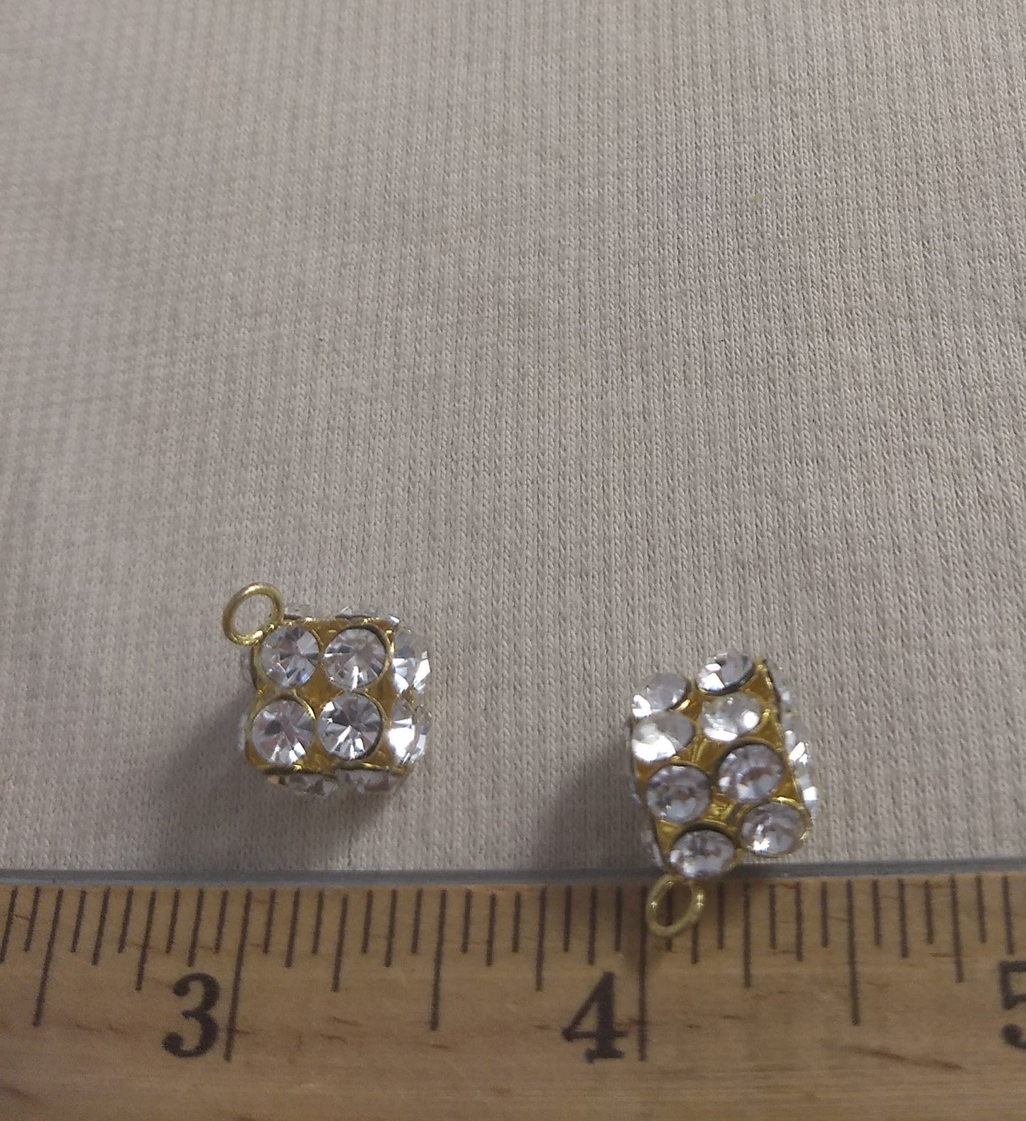 Pendant #ZDGA169 #Gold #Cube #Charm #Rhinestone #5pc